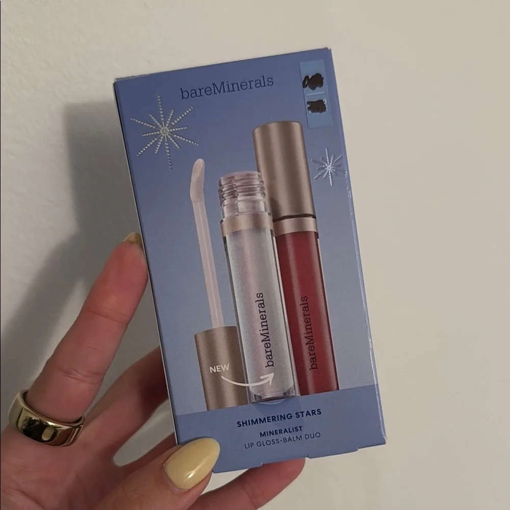 bareMinerals Radiant Lip Gloss & Balm Set Red and Silver - Picture 1 of 3